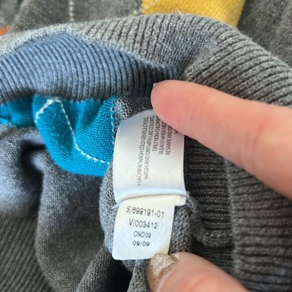 Old Navy Argyle V-Neck Sweater Gray Multicolor Men's Size Large 100% Cotton - Picture 4 of 4